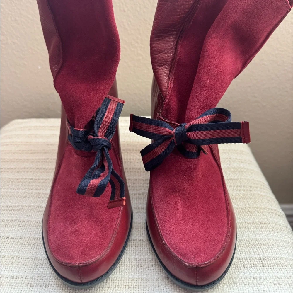 Poetic License Red Lace Up Boots - Picture 2 of 9